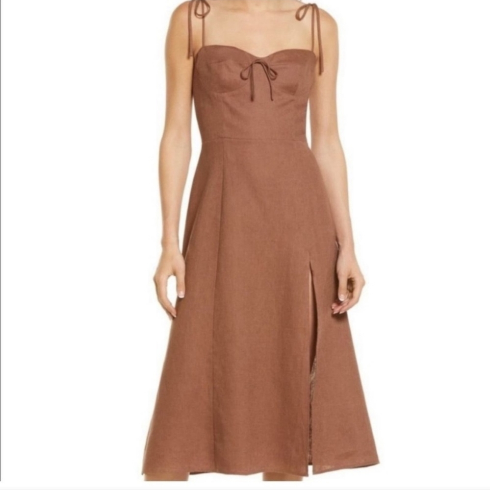 Reformation Joyce Rye Linen Midi Dress